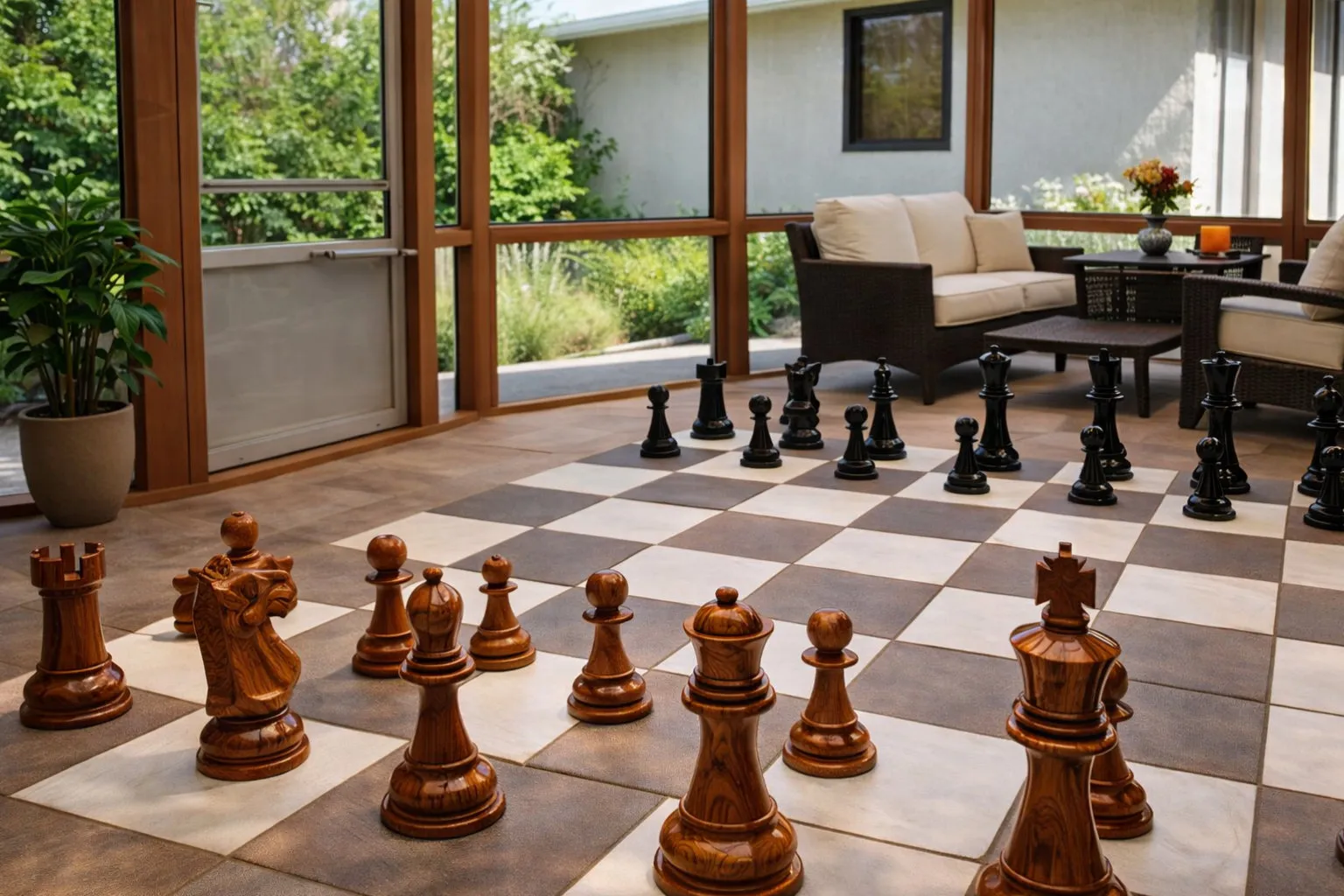 Elegant Garden Chess Experience #132